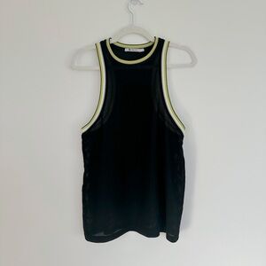 T by Alexander Wang Jersey Long Mesh Tank in Black Neon | Size Small NWOT